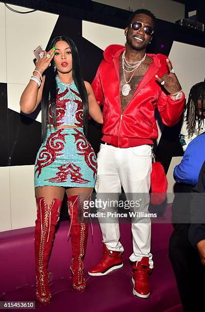 Keyshia Ka'oir and Gucci Mane attend Gucci Mane "Woptober" Album Release Party at Gold Room on October 18, 2016 in Atlanta, Georgia.