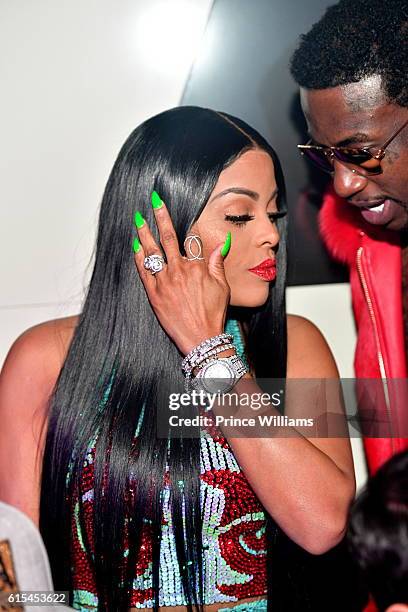 Keyshia Ka'oir and Gucci Mane attend Gucci Mane "Woptober" Album Release Party at Gold Room on October 18, 2016 in Atlanta, Georgia.