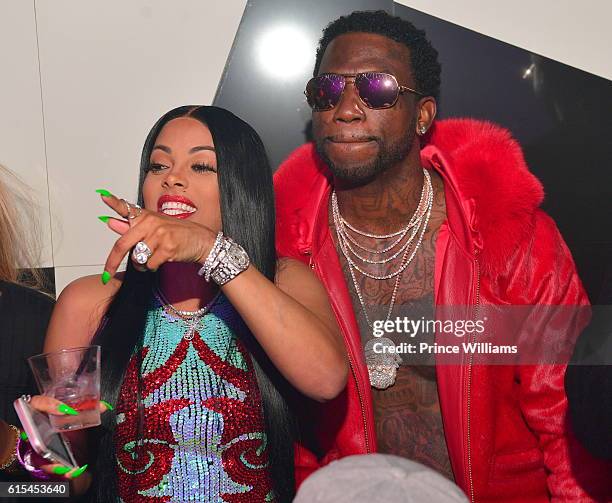 Keyshia Ka'oir and Gucci Mane attend Gucci Mane "Woptober" Album Release Party at Gold Room on October 18, 2016 in Atlanta, Georgia.