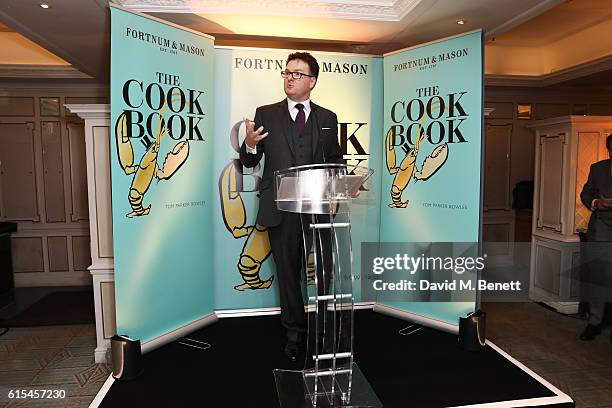 Ewan Venters, Fortnum & Mason CEO, speaks at the launch of "Fortnum & Mason: The Cook Book" by Tom Parker Bowles at Fortnum & Mason on October 18,...