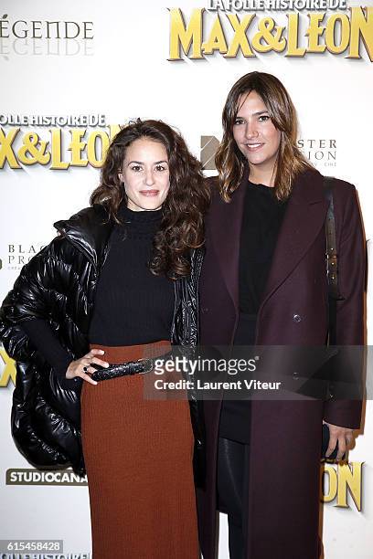 Alice David and Charlotte Gabris attend "La Folle Histoire de Max et Leon" Paris Premiere at Mk2 Bibliotheque on October 18, 2016 in Paris, France.