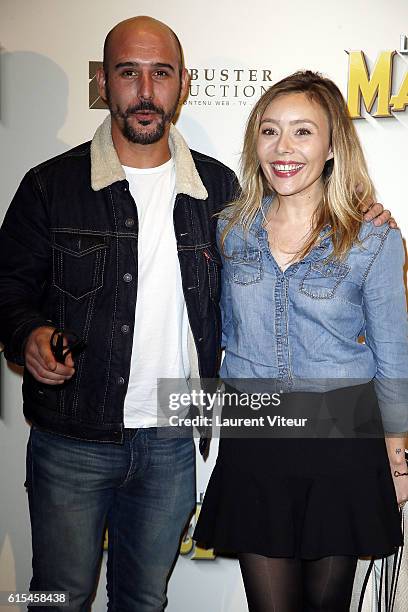 Cartman and his wife Aurelia Crebessegues attend "La Folle Histoire de Max et Leon" Paris Premiere at Mk2 Bibliotheque on October 18, 2016 in Paris,...