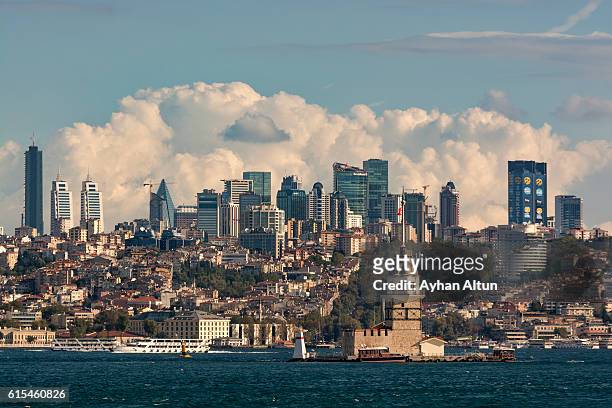 modern skyline of istanbul as seen from the bosphorus, turkey - istanbul stock pictures, royalty-free photos & images