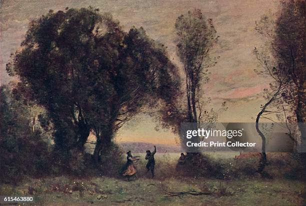 Danse Des Bergers De Sorrente', , 19th century, . Jean-Baptiste-Camille Corot was a French landscape and portrait painter as well as a printmaker in...