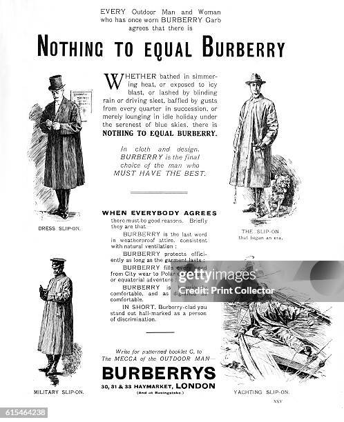 Burberry's', 1909. Burberry magazine advert. From British Military Prints, by Ralph Nevill. [The Connoisseur, London, 1909]. Artist Unknown