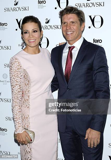 Virginia Troconis and Manuel Diaz, El Cordobes, attend the Swarovski Pink Hope dinner at the Unico Hotel on October 18, 2016 in Madrid, Spain.