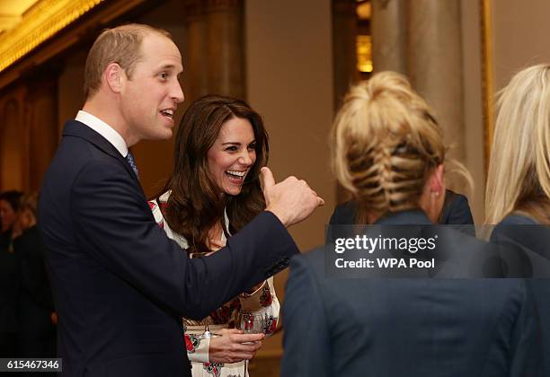 Prince William, Duke of Cambridge and Catherine, Duchess of Cambridge meet athletes at a reception for Team GB's 2016 Olympic and Paralympic teams...