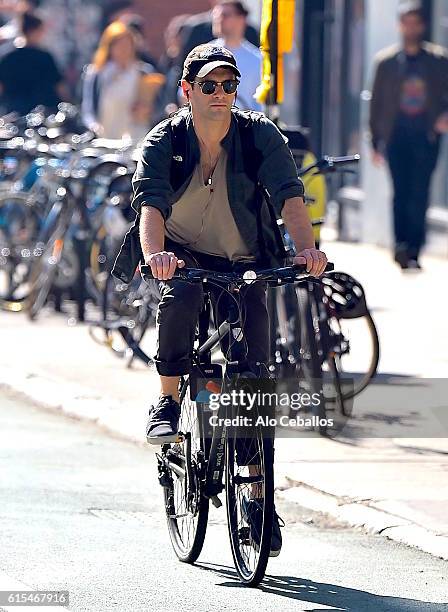 Justin Bartha is seen in Soho on October 18, 2016 in New York City.