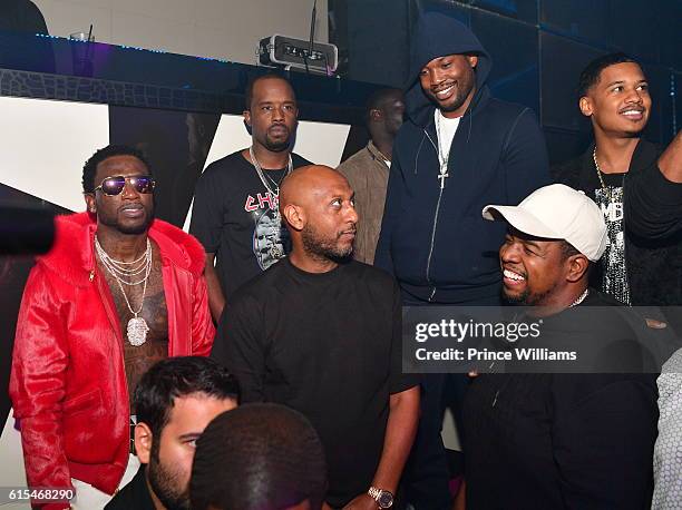 Gucci Mane, Alex Gidewon, Meek Mill and Chubbie Baby attend Gucci Mane 'Woptober" album Release Party at Gold Room on October 18, 2016 in Atlanta,...