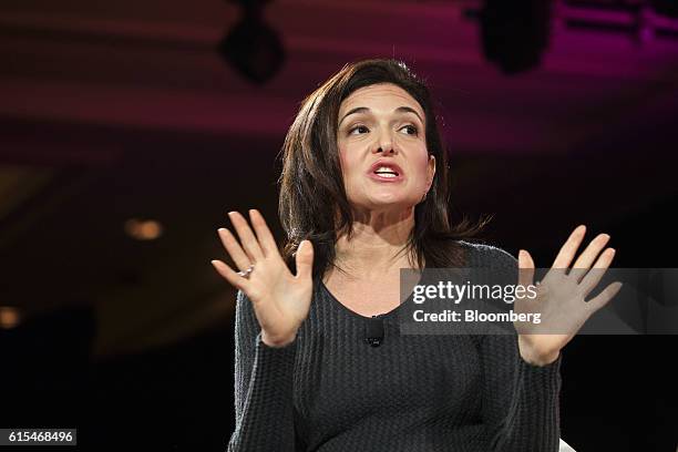 Sheryl Sandberg, chief operating officer of Facebook Inc., speaks during the Fortune Most Powerful Women Summit in Dana Point, California, U.S., on...