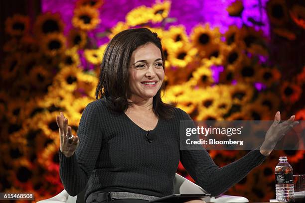 Sheryl Sandberg, chief operating officer of Facebook Inc., smiles during the Fortune Most Powerful Women Summit in Dana Point, California, U.S., on...