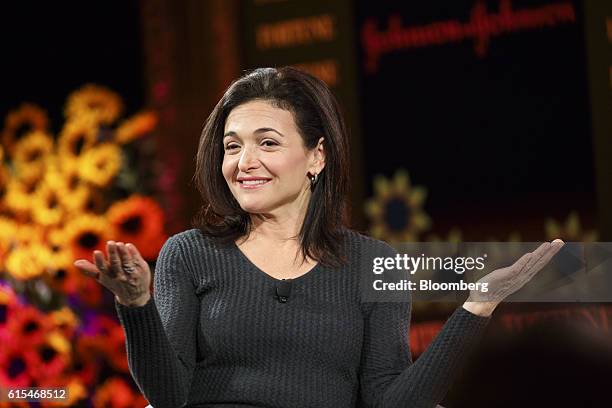 Sheryl Sandberg, chief operating officer of Facebook Inc., smiles during the Fortune Most Powerful Women Summit in Dana Point, California, U.S., on...