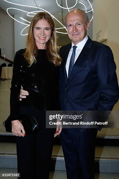 Chairman & Chief Executive Officer of L'Oreal, Jean-Paul Agon and his wife Sophie Agon attend the Societe des Amis du Musee d'Art Moderne : Dinner...