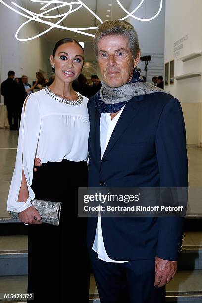 Of Barriere Group Dominique Desseigne and Alexandra Cardinale attend the Societe des Amis du Musee d'Art Moderne : Dinner Party at the Musee d'Art...