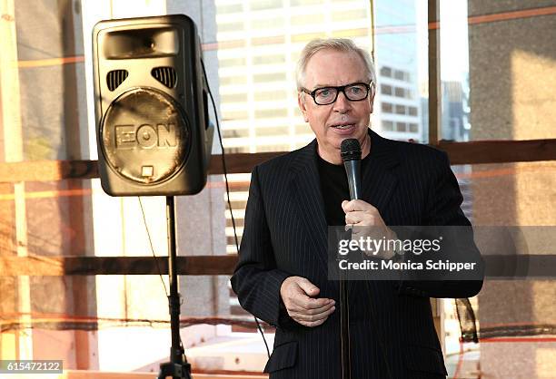 Architect David Chipperfield speaks at The Bryant Topping Out Event on October 18, 2016 in New York City.