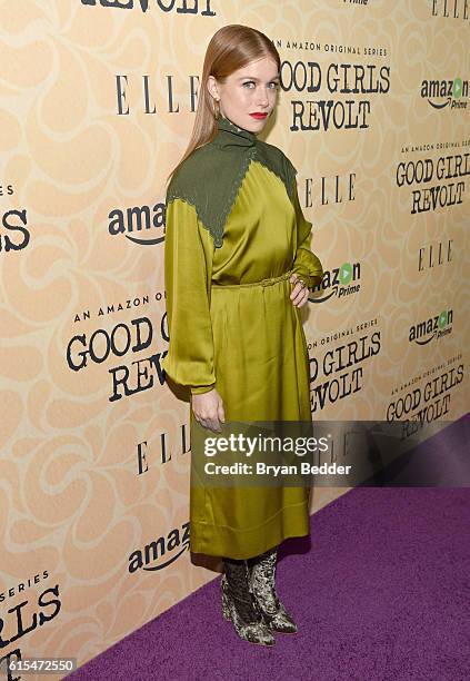 Actress Genevieve Angelson attends the Amazon red carpet premiere screening of the original drama series Good Girls Revolt at Hearst Tower on October...