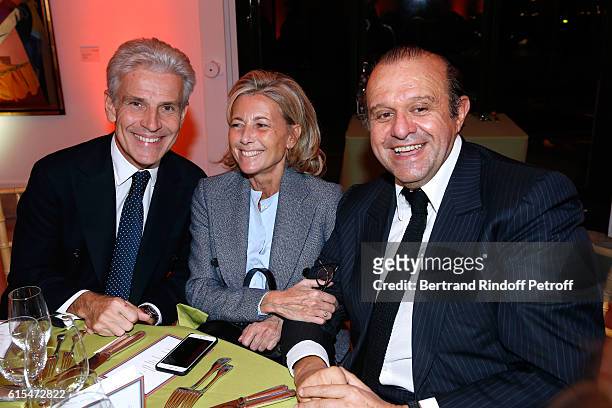 Christophe de Backer, Claire Chazal and Lawyer Herve Temime attend the Societe des Amis du Musee d'Art Moderne : Dinner Party at the Musee d'Art...