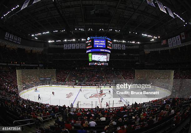 An interior view of the Prudential Center during the game between the New Jersey Devils and the Anaheim Ducks on October 18, 2016 in Newark, New...