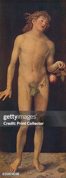 Adan', . One of a pair of paintings by German artist Albrecht Durer. According to creation myth, Adam and Eve were the first man and woman and the...