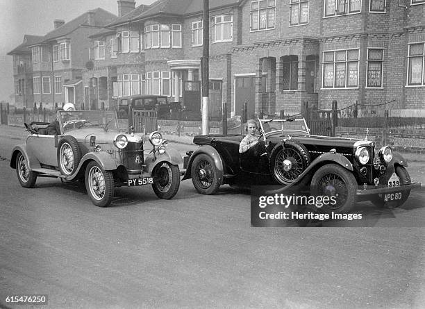 Roebuck's AC Open 2-seat tourer and Kitty Brunell's winning AC 4-seater tourer, RAC Rally, 1933. Left: AC Open 2-seat tourer. 1991 cc. Reg. No....