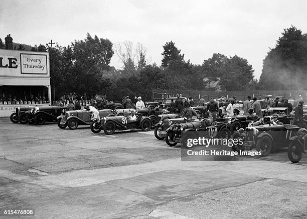 Brighton & Hove Motor Club High Speed Trial, Brooklands, c1931. Alvis. Bentley Event Entry No: 49 . Riley 1089 cc. Event Entry No: 3. Riley...