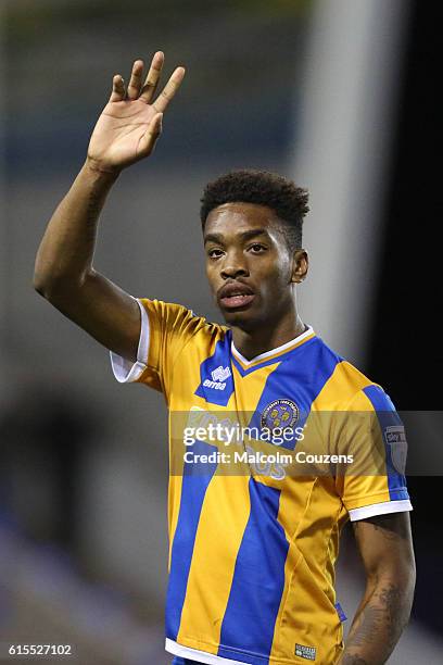 Ivan Toney of Shrewsbury Town reacts during the Sky Bet League One game between Shrewsbury Town and Sheffield United at Greenhous Meadow on October...