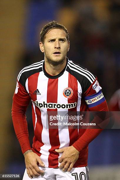 Billy Sharp of Sheffield United looks on during the Sky Bet League One game between Shrewsbury Town and Sheffield United at Greenhous Meadow on...