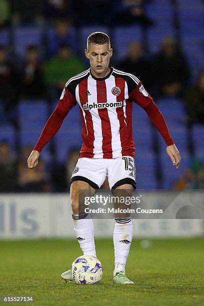 Paul Coutts of Sheffield United in action during the Sky Bet League One game between Shrewsbury Town and Sheffield United at Greenhous Meadow on...