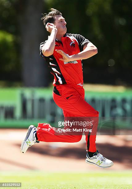 Daniel Worrall of the Redbacks bowls during the Matador BBQs One Day Cup match between South Australia and Tasmania at Hurstville Oval on October 19,...