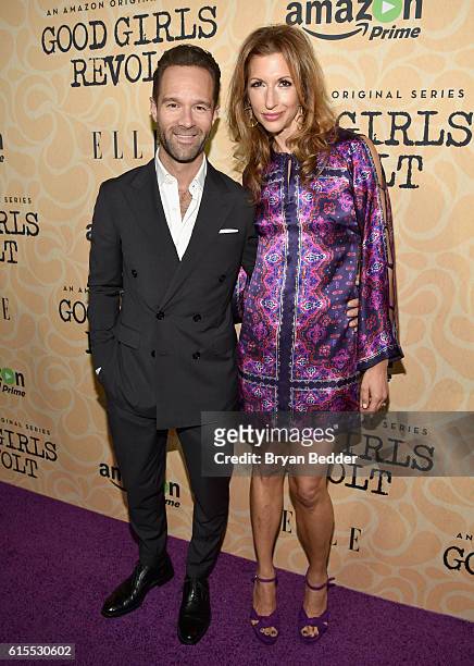 Actors Chris Diamantopoulos and Alysia Reiner attend the Amazon red carpet premiere screening of the original drama series Good Girls Revolt at...