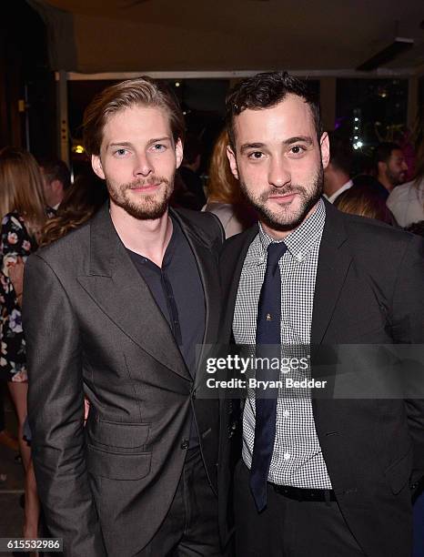 Actors Hunter Parrish and Teddy Bergman attend the Amazon red carpet premiere screening of the original drama series Good Girls Revolt at Hearst...