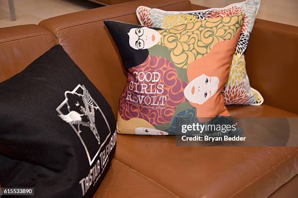 View of the room decor at the Amazon red carpet premiere screening of the original drama series Good Girls Revolt at Hearst Tower on October 18, 2016...