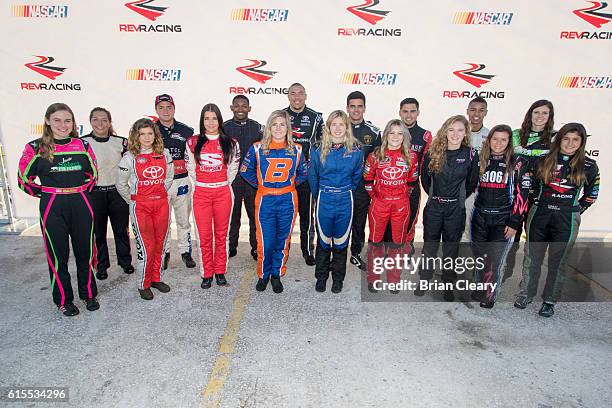 Drive for Diversity Developmental Program Combine participants pose for a group photo at New Smyrna Speedway on October 18, 2016 in New Smyrna Beach,...