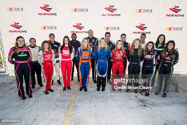 Drive for Diversity Developmental Program Combine participants pose for a group photo at New Smyrna Speedway on October 18, 2016 in New Smyrna Beach,...