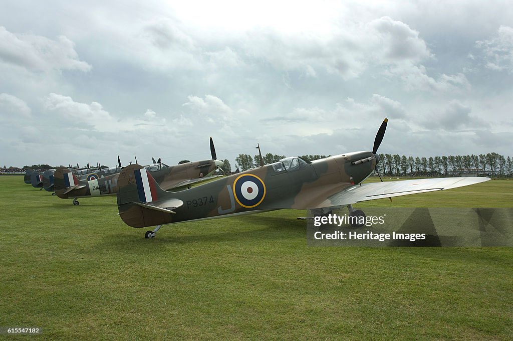 2011 Goodwood Revival Meeting, row of Spitfire Aircraft