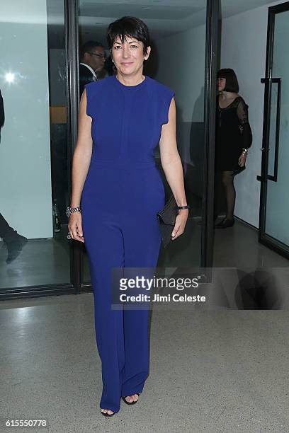 Ghislaine Maxwell attends VIP Evening of Conversation for Women's Brain Health Initiative, Moderated by Tina Brown at Spring Studios on October 18,...