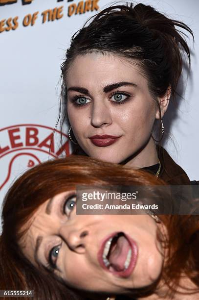 Frances Bean Cobain and actress Cassandra Peterson attend the launch party for Peterson's new book "Elvira, Mistress Of The Dark" at the Hollywood...