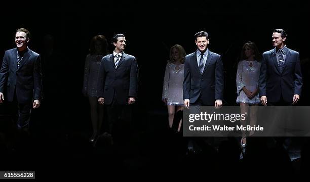 Jared Bradshaw, Mark Ballas, Tomasso Antico and Matt Bogart during the Broadway Curtain Call bows in 'Jersey Boys' at the August Wilson Theatre on...