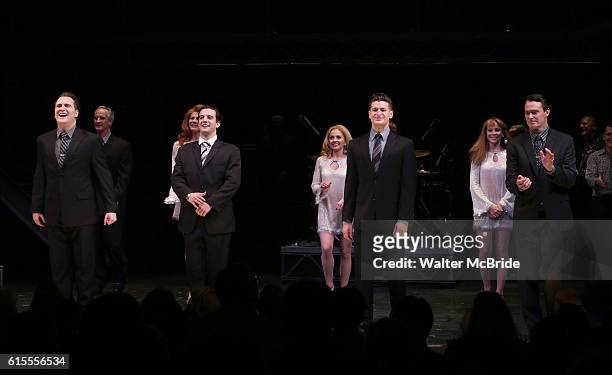 Jared Bradshaw, Mark Ballas, Tomasso Antico and Matt Bogart during the Broadway Curtain Call bows in 'Jersey Boys' at the August Wilson Theatre on...