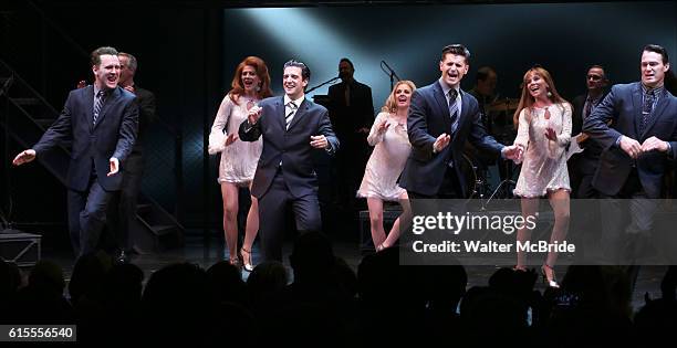 Jared Bradshaw, Mark Ballas, Tomasso Antico and Matt Bogart during the Broadway Curtain Call bows in 'Jersey Boys' at the August Wilson Theatre on...