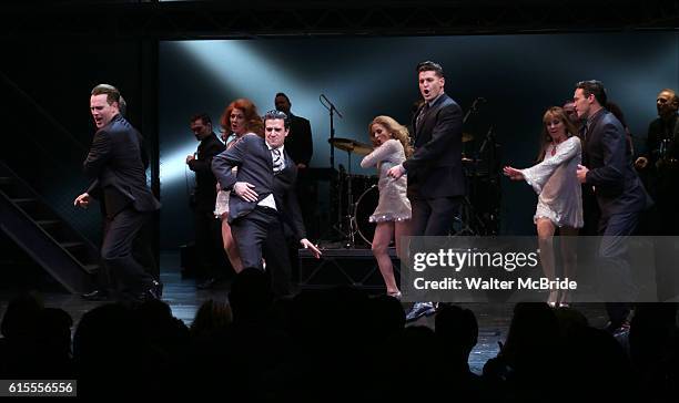 Jared Bradshaw, Mark Ballas, Tomasso Antico and Matt Bogart during the Broadway Curtain Call bows in 'Jersey Boys' at the August Wilson Theatre on...