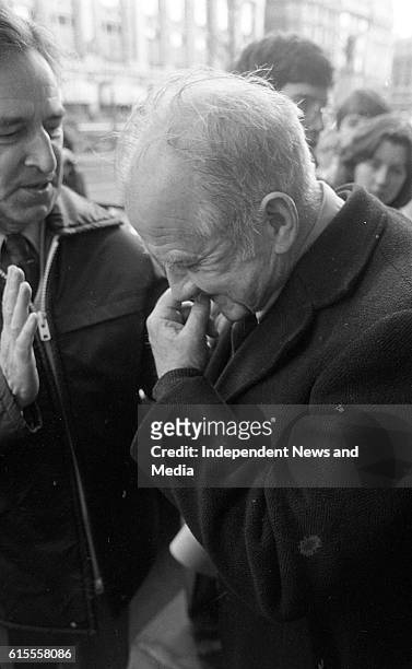 Veteran Actor Cyril Cusack in an Emotional mood during the Walk of Rememberance in which he gave a reading and recited poetry at the General Post...