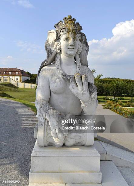 statue in the gardens of schloss hof in vienna, austria - traditionally austrian stock pictures, royalty-free photos & images