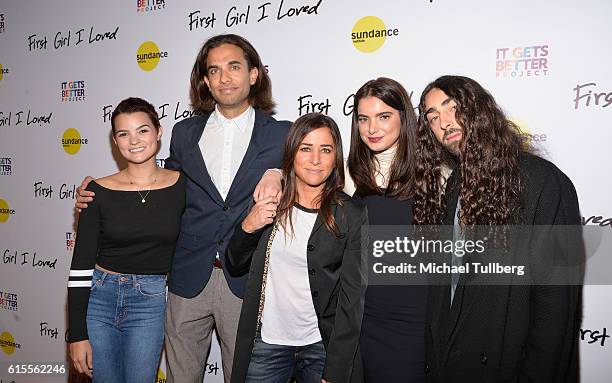 Actress Brianna Hildebrand, director Kerem Sanga, and actors Pamela Adlon, Dylan Gelula and Mateo Arias attends the premiere of PSH Collective's...