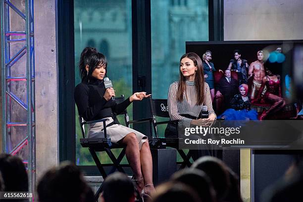 Christina Milian and Victoria Justice discuss "The Rocky Horror Picture Show: Let's Do the Time Warp AgainÓ during the Build Series at AOL HQ on...