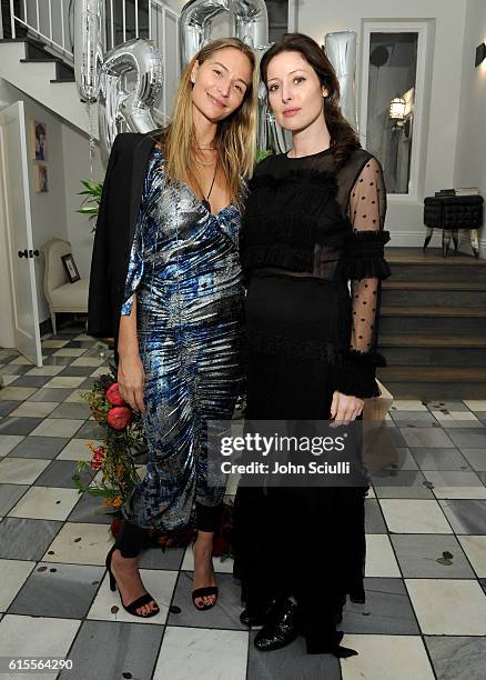 Ambre Dahan and Alex Edenborough attend Preen by Thornton Bregazzi private dinner hosted by Brigette Romanek and Estee Stanley on October 18, 2016 in...
