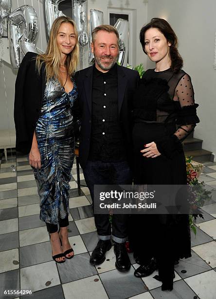 Ambre Dahan, Designer Justin Thornton and Alex Edenborough attend Preen by Thornton Bregazzi private dinner hosted by Brigette Romanek and Estee...