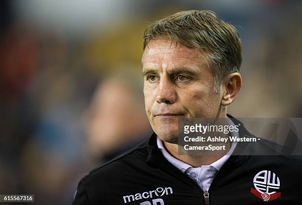 Bolton Wanderers manager Phil Parkinson during the Sky Bet League One match between Millwall and Bolton Wanderers at The Den on October 18, 2016 in...