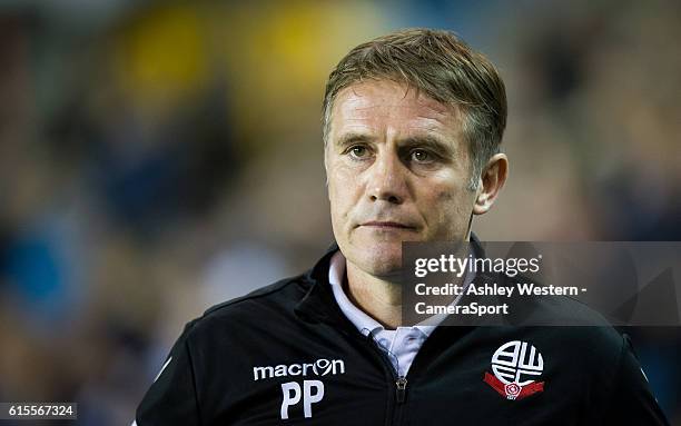 Bolton Wanderers manager Phil Parkinson during the Sky Bet League One match between Millwall and Bolton Wanderers at The Den on October 18, 2016 in...