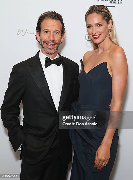 Lee Applbaum and Nikki Phillips arrive ahead of Australian Gourmet Traveller 50th Birthday event on October 19, 2016 in Sydney, Australia.